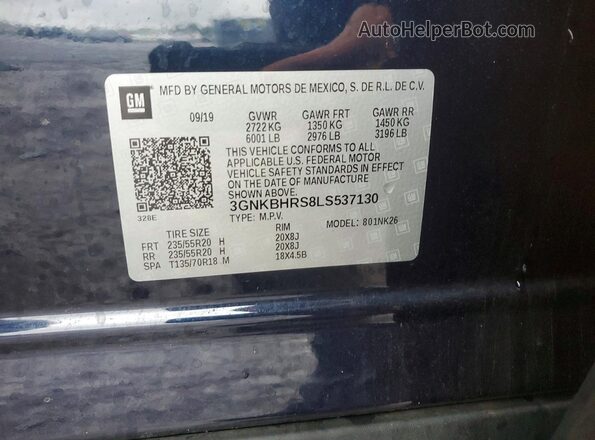 3GNKBHRS8LS537130 2020 CHEVROLET BLAZER Blue 