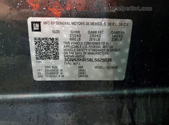 3GNKBHRS8LS625028 2020 CHEVROLET BLAZER Gray Widok komory silnika