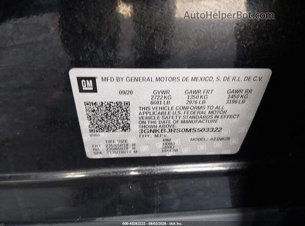 3GNKBJRS0MS503322 2021 CHEVROLET BLAZER Black Вид підкапотного простору