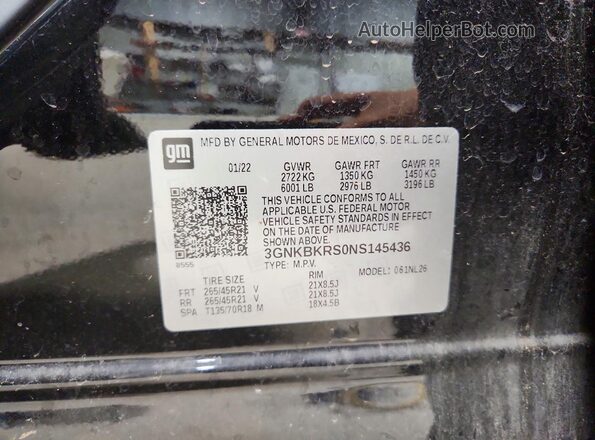 3GNKBKRS0NS145436 2022 CHEVROLET BLAZER Black Vista del compartimento del motor