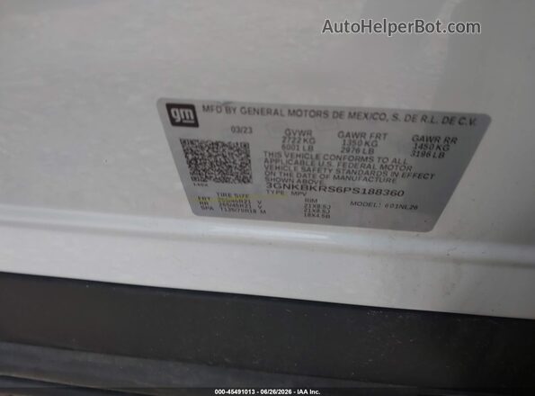 3GNKBKRS6PS188360 2023 CHEVROLET BLAZER Белый Вид подкапотного пространства