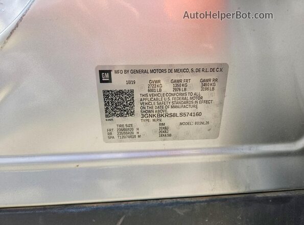 3GNKBKRS8LS574160 2020 CHEVROLET BLAZER Silver 