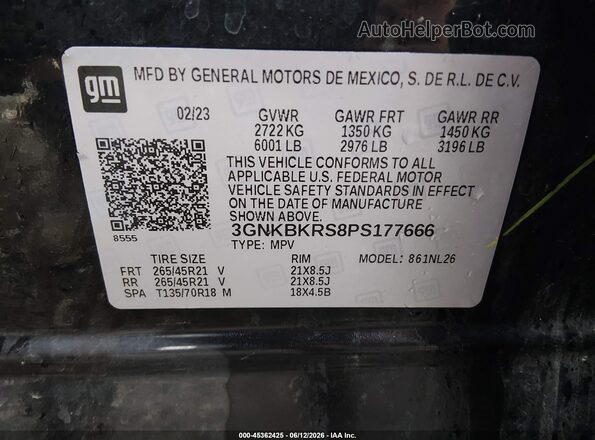 3GNKBKRS8PS177666 2023 CHEVROLET BLAZER Black Engine compartment view