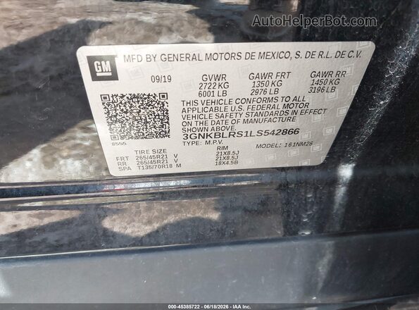 3GNKBLRS1LS542866 2020 CHEVROLET BLAZER Black Widok komory silnika