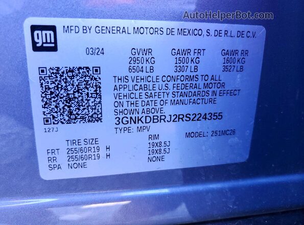 3GNKDBRJ2RS224355 2024 CHEVROLET BLAZER Gray 