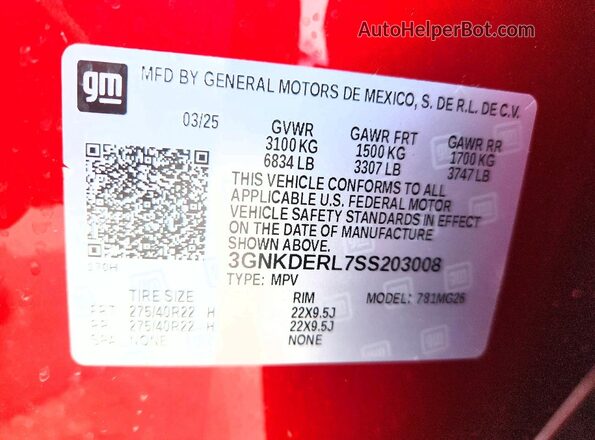 3GNKDERL7SS203008 2025 CHEVROLET BLAZER Red ძრავის განყოფილების ხედი