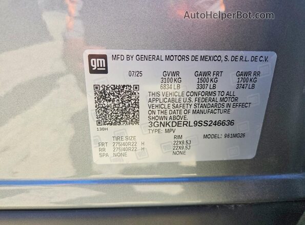 3GNKDERL9SS246636 2025 CHEVROLET BLAZER Silver Սալոնի 360 աստիճան տեսք