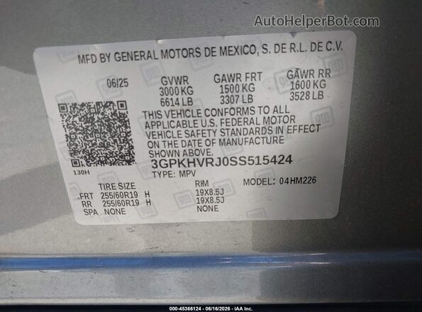 3GPKHVRJ0SS515424 2025 HONDA PROLOGUE Gray Vista del compartimento del motor