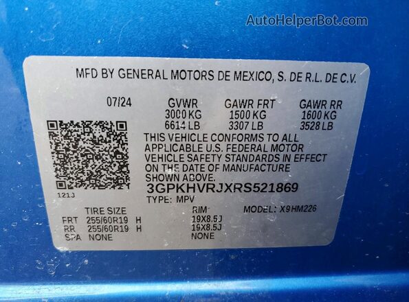 3GPKHVRJXRS521869 2024 HONDA PROLOGUE Blue 