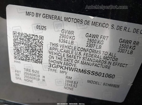 3GPKHWRM6SS501060 2025 HONDA PROLOGUE Black Engine compartment view