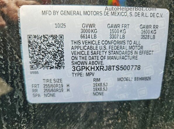 3GPKHXRJ8TS500778 2026 HONDA PROLOGUE Black VIN კოდის სტიკერის ხედი