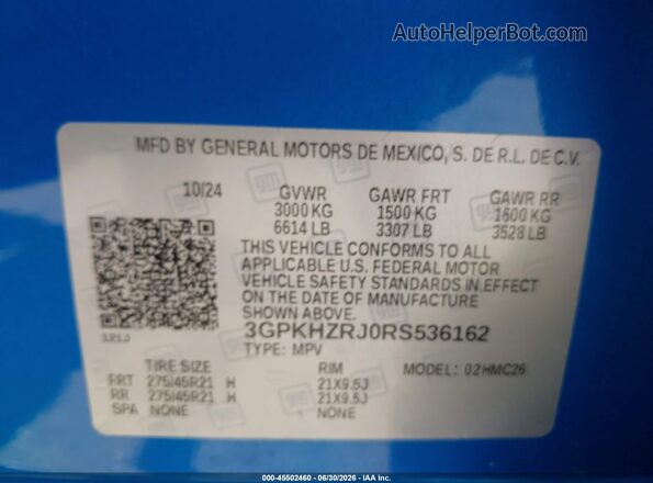 3GPKHZRJ0RS536162 2024 HONDA PROLOGUE Blue Widok komory silnika
