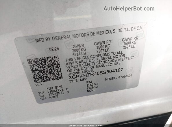3GPKHZRJ0SS504107 2025 HONDA PROLOGUE White Engine compartment view