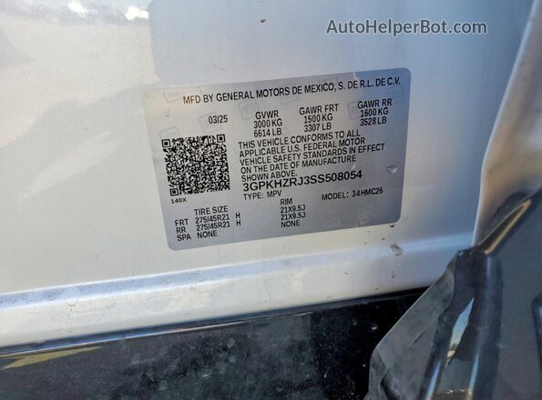 3GPKHZRJ3SS508054 2025 HONDA PROLOGUE White 