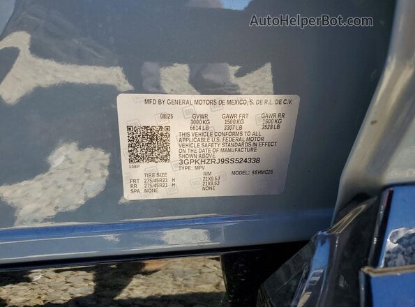 3GPKHZRJ9SS524338 2025 HONDA PROLOGUE Gray Vista interior de 360 grados