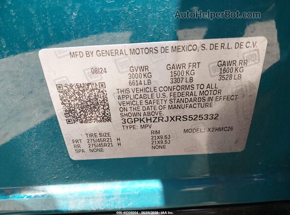 3GPKHZRJXRS525332 2024 HONDA PROLOGUE Teal Vista del compartimento del motor
