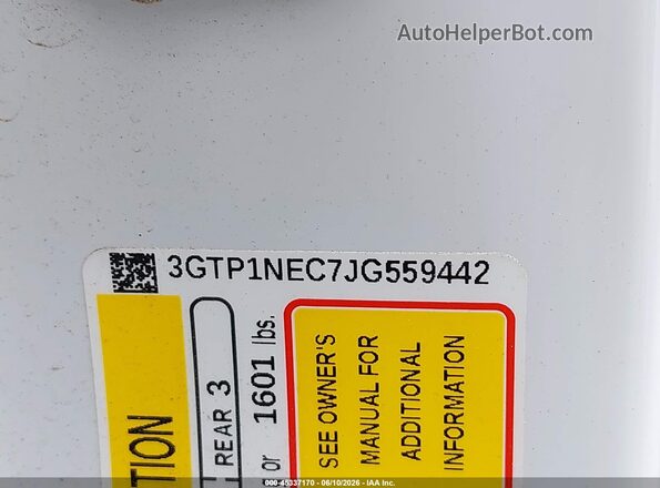 3GTP1NEC7JG559442 2018 GMC SIERRA White ძრავის განყოფილების ხედი