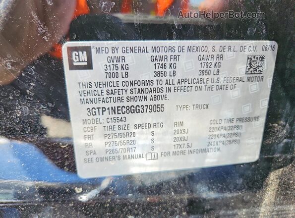 3GTP1NEC8GG379055 2016 GMC SIERRA Black 