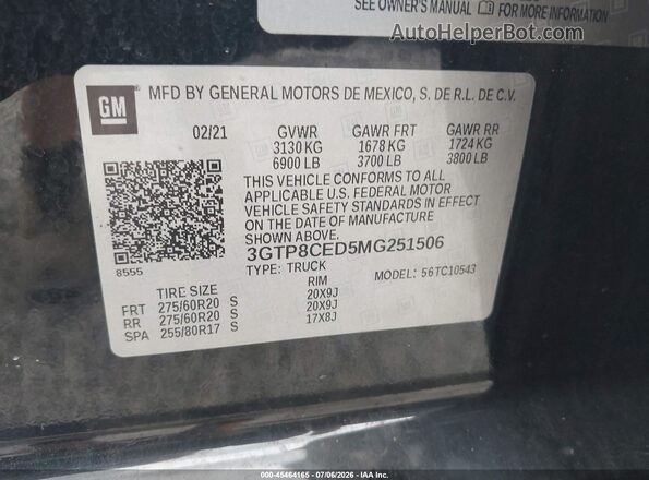 3GTP8CED5MG251506 2021 GMC SIERRA Black Engine compartment view