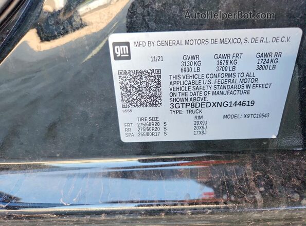 3GTP8DEDXNG144619 2022 GMC SIERRA Черный Вид подкапотного пространства