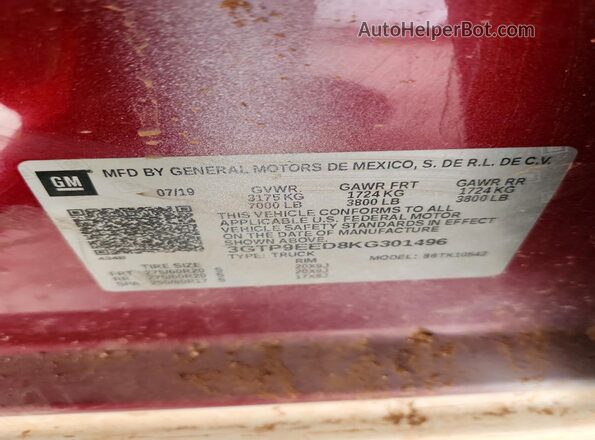 3GTP9EED8KG301496 2019 GMC SIERRA White 