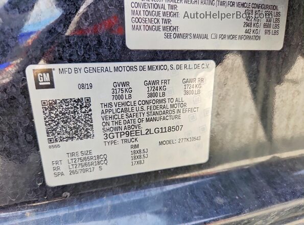 3GTP9EEL2LG118507 2020 GMC SIERRA Black 