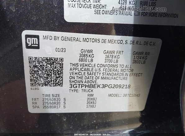 3GTPHBEK3PG209218 2023 GMC SIERRA Dark Blue Vista del compartimento del motor