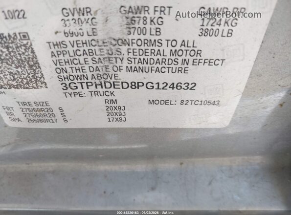 3GTPHDED8PG124632 2023 GMC SIERRA Gray Շարժիչի բաժամունքի տեսք