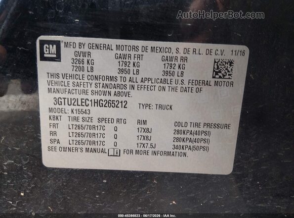 3GTU2LEC1HG265212 2017 GMC SIERRA Black Շարժիչի բաժամունքի տեսք