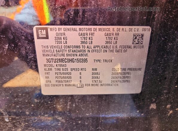 3GTU2MEC0HG150395 2017 GMC SIERRA Black Engine compartment view