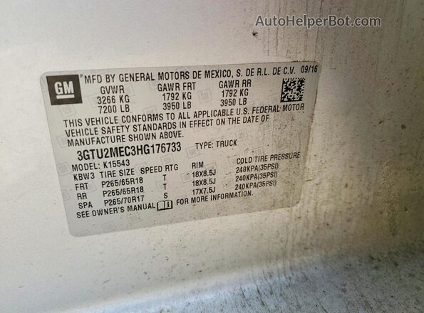 3GTU2MEC3HG176733 2017 GMC SIERRA Gray Vista del compartimento del motor