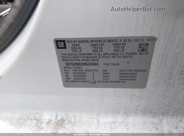 3GTU2NEC0HG300463 2017 GMC SIERRA Белый Вид подкапотного пространства