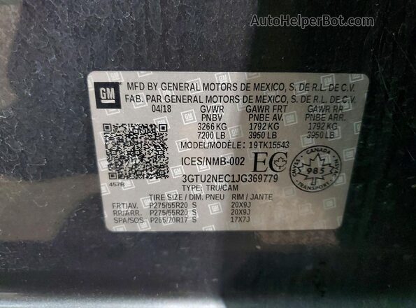 3GTU2NEC1JG369779 2018 GMC SIERRA Gray 