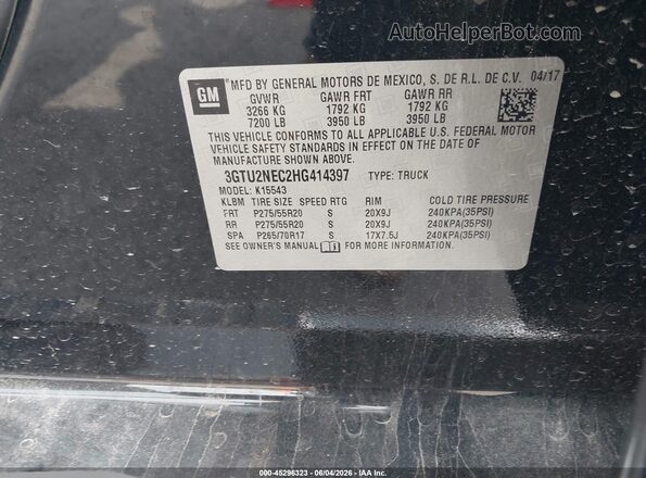 3GTU2NEC2HG414397 2017 GMC SIERRA Black Engine compartment view