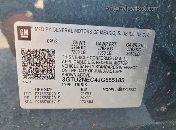 3GTU2NEC4JG555185 2018 GMC SIERRA Угольный 