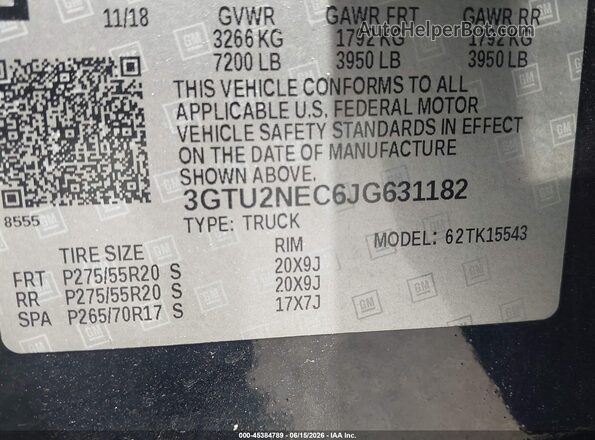 3GTU2NEC6JG631182 2018 GMC SIERRA Black Շարժիչի բաժամունքի տեսք