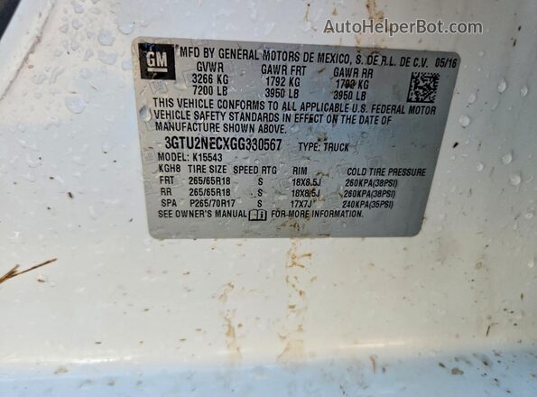 3GTU2NECXGG330567 2016 GMC SIERRA White Вид підкапотного простору