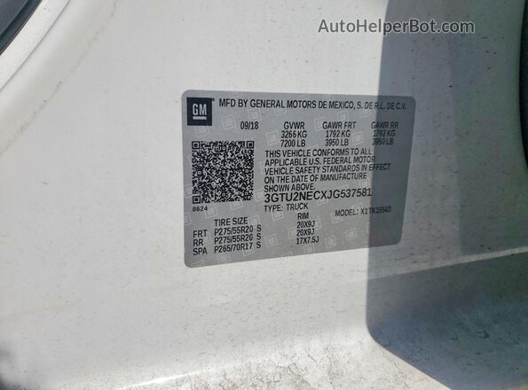 3GTU2NECXJG537581 2018 GMC SIERRA White Widok komory silnika
