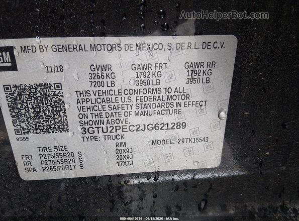 3GTU2PEC2JG621289 2018 GMC SIERRA Black Вид підкапотного простору