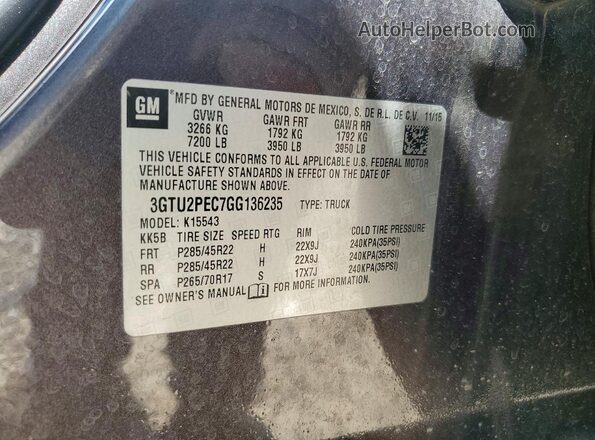 3GTU2PEC7GG136235 2016 GMC SIERRA Charcoal Շարժիչի բաժամունքի տեսք