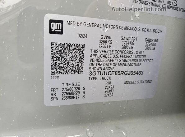 3GTUUCE85RG265463 2024 GMC SIERRA Gray 
