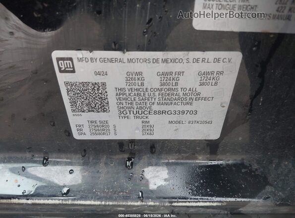 3GTUUCE88RG339703 2024 GMC SIERRA Черный Вид подкапотного пространства