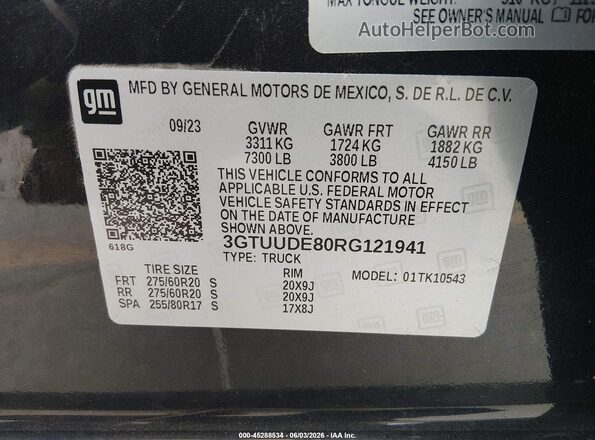 3GTUUDE80RG121941 2024 GMC SIERRA Gray ძრავის განყოფილების ხედი