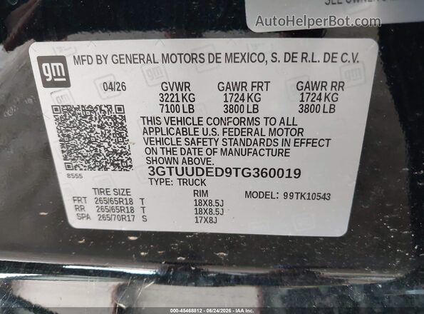 3GTUUDED9TG360019 2026 GMC SIERRA Черный Вид подкапотного пространства