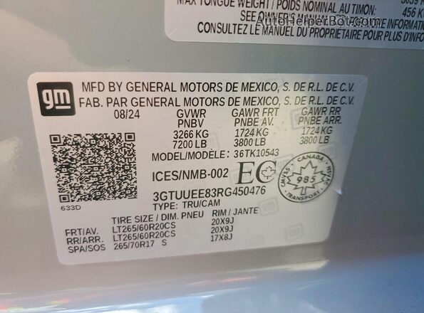3GTUUEE83RG450476 2024 GMC SIERRA Gray 
