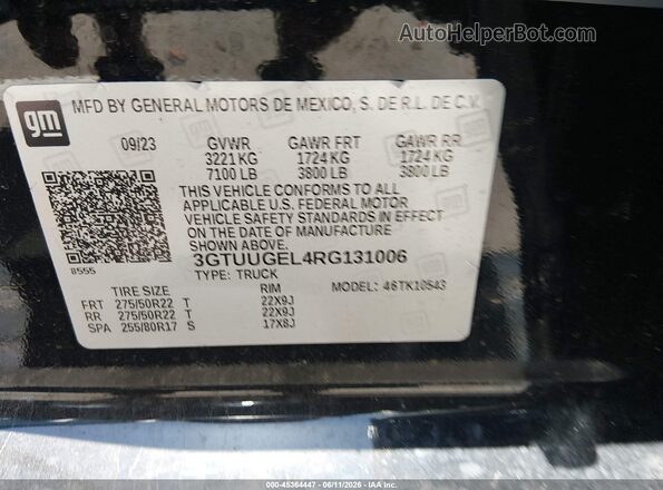 3GTUUGEL4RG131006 2024 GMC SIERRA Черный Вид подкапотного пространства