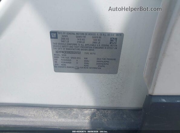 3GYFNCE30GS529722 2016 CADILLAC SRX White Vista del compartimento del motor