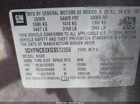 3GYFNCE3XGS572058 2016 CADILLAC SRX Brown Vista del compartimento del motor
