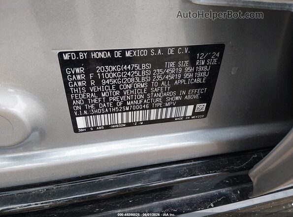 3HDSA1H52SM700046 2025 ACURA ADX Silver Vista del compartimento del motor