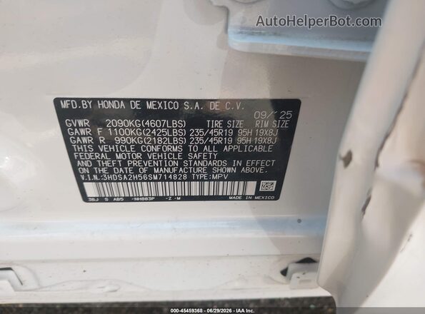 3HDSA2H56SM714828 2025 ACURA ADX White Vista del compartimento del motor